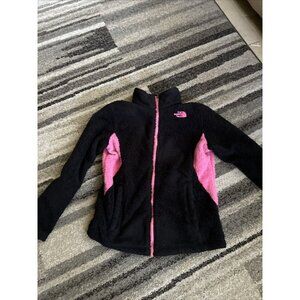 THE NORTH FACE PINK & BLACK DENALI FLEECE FULL ZIP JACKET YOUTH GIRLS L 14/16